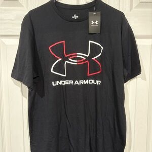 Under Armour Men's Tee in Black with Red and White Logo